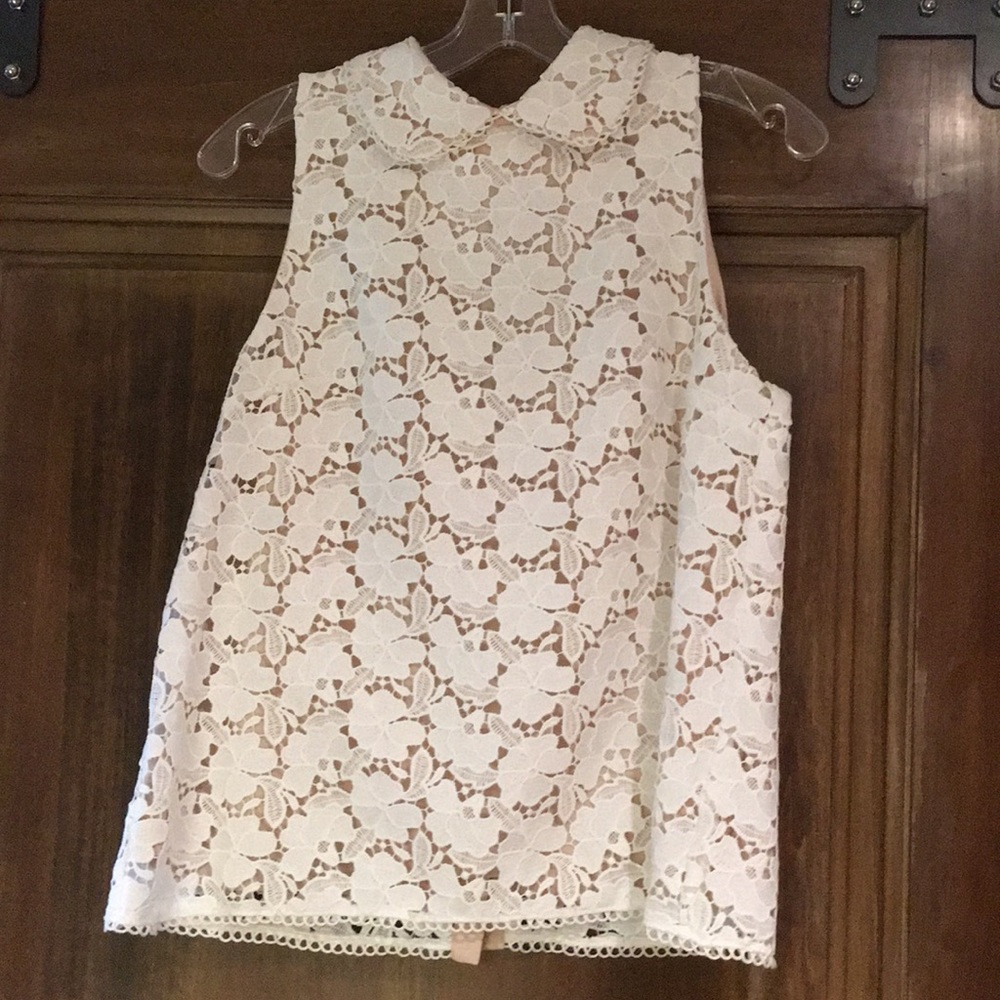 PAPER CROWN white crochet top. Size S. Worn once.